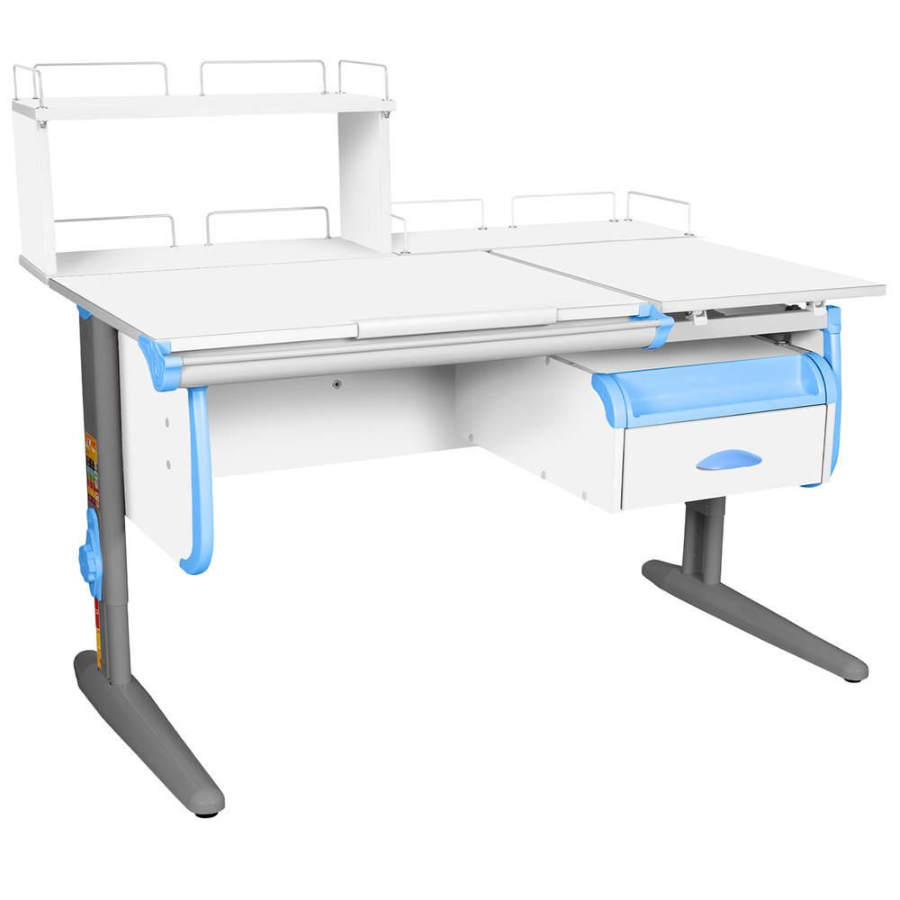 Растущая парта СУТ 25 с задними полками СУТ.15.210 и СУТ.15.240 и навесной тумбой (1200×880 мм)