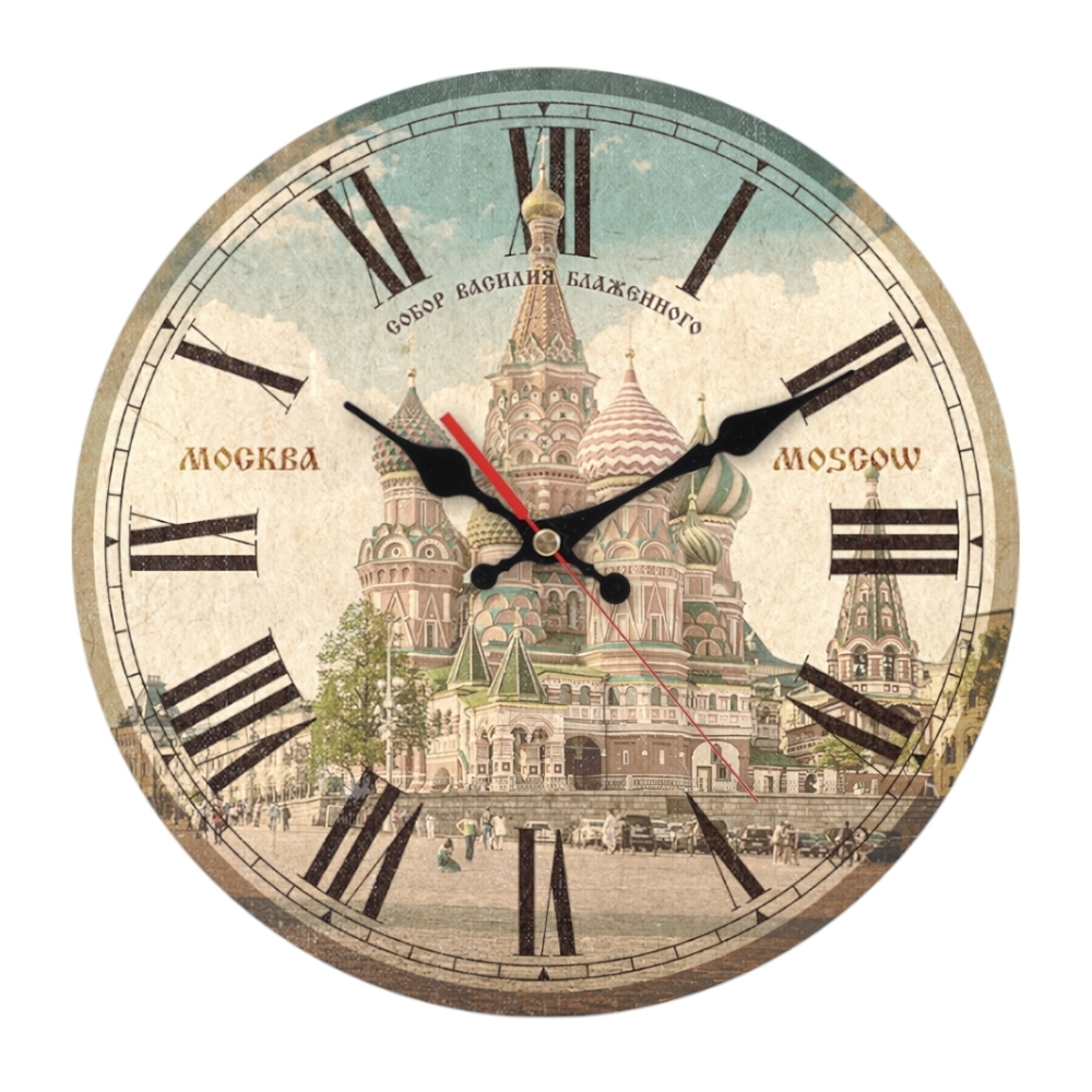 Часы настенные МДФ, D 285 мм, открытые стрелки (без стекла), кварцевый механизм с плавным ходом