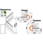 Лестница на второй этаж К-004м/2 Левая с подступенками