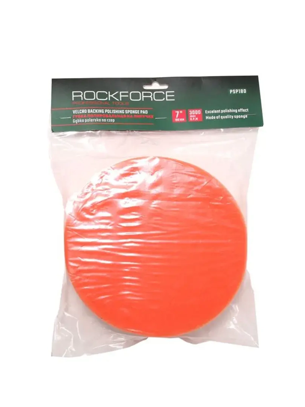 Губка полировальная самоцепляющаяся 180мм RockForce##Rock FORCE RF-PSP180