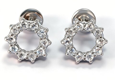 Ювелирные серьги-пусеты из серебра 925 пробы с фианитами