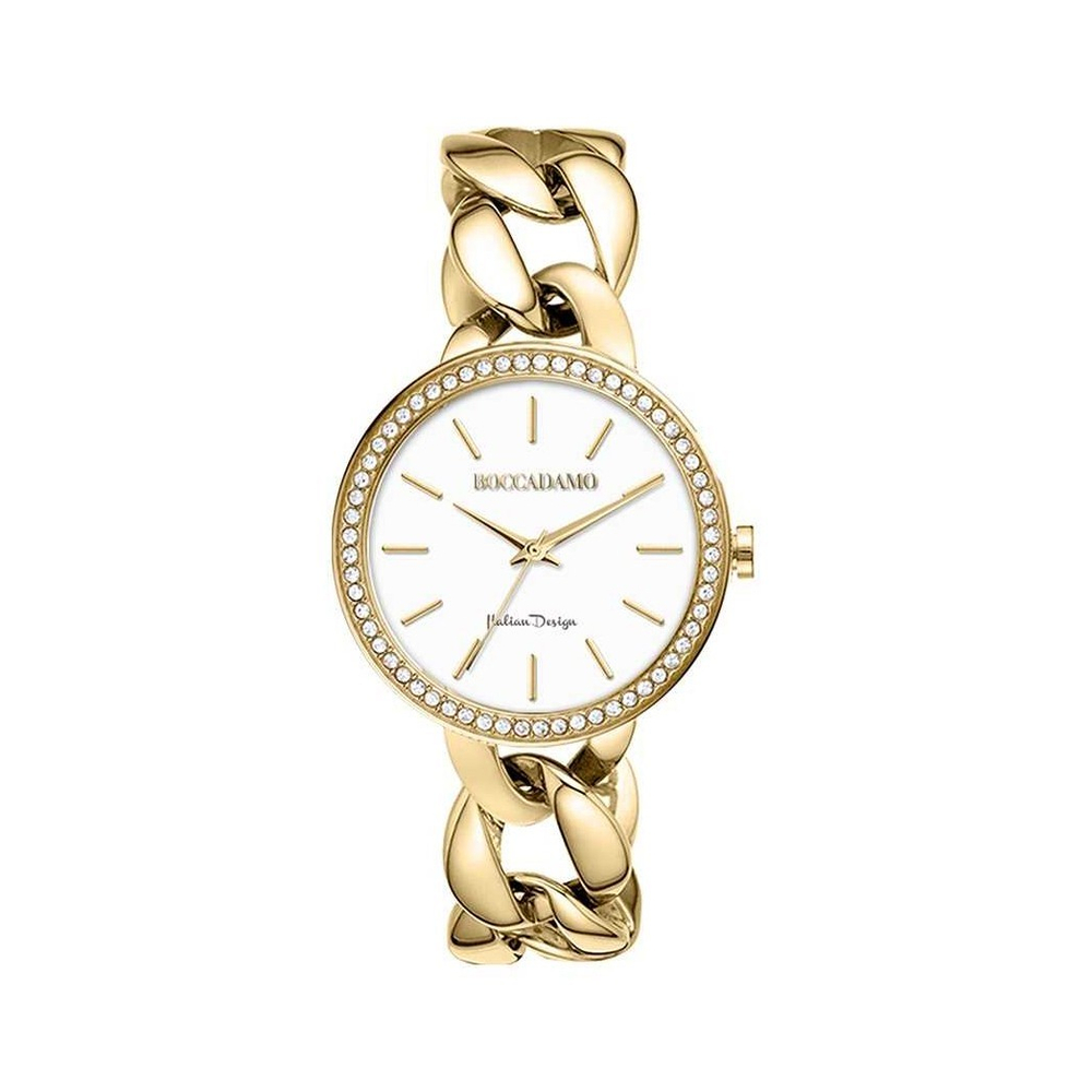 Часы Boccadamo LadyB Gold White LB005 BW/G с минеральным стеклом, кристаллами Swarovski