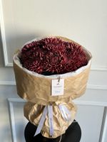 Моно из одноголовой хризантемы бордового оттенка 11 шт