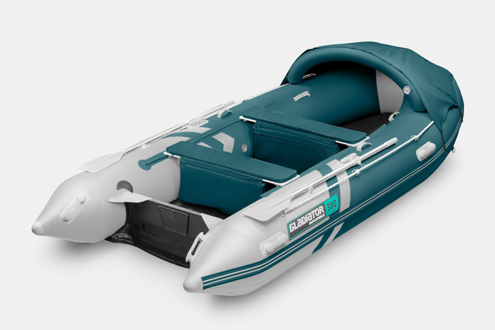 Надувная лодка GLADIATOR E380PRO морской зеленый-белый