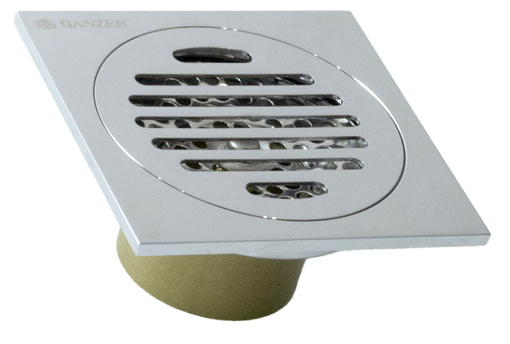 Трап прямой 10 х 10  (ХРОМ)  GANZER  (60/1шт)