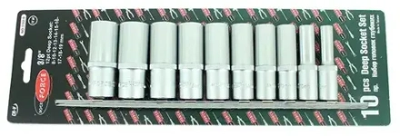 Набор торцевых головок RF-3102-9: 3/8"DR 12-гранных глубоких на планке 10пр. ROCKFORCE