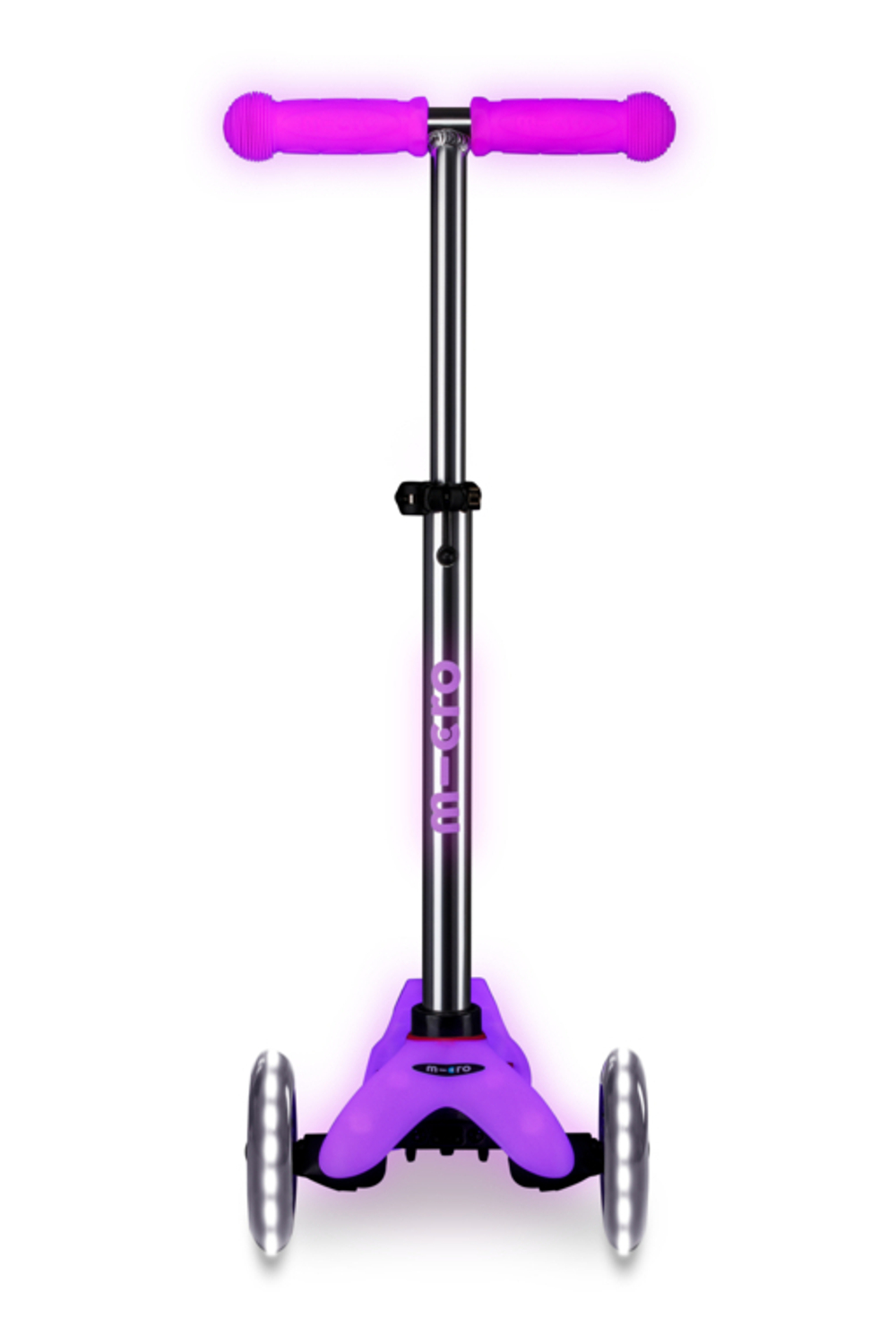 Самокат Mini Micro Deluxe Glow (светящийся) LED морозный розовый