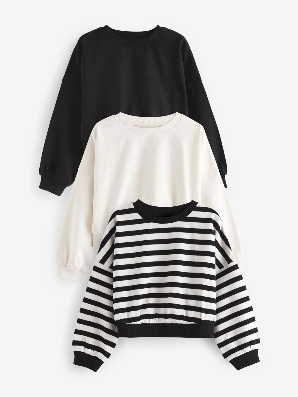 Лонгслив для девочки Next K86-197, 3 шт., Белый, Черный