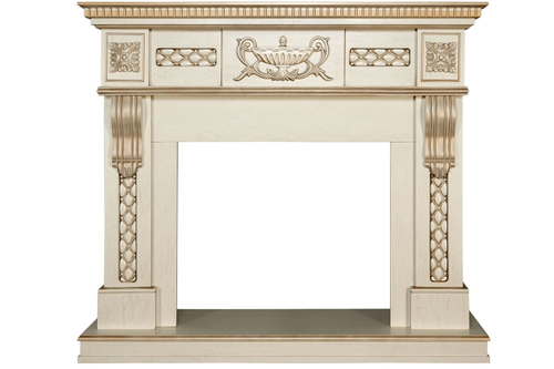 Каминокомплект Corsica - Слоновая кость с патиной с очагом Dioramic 28 LED FX