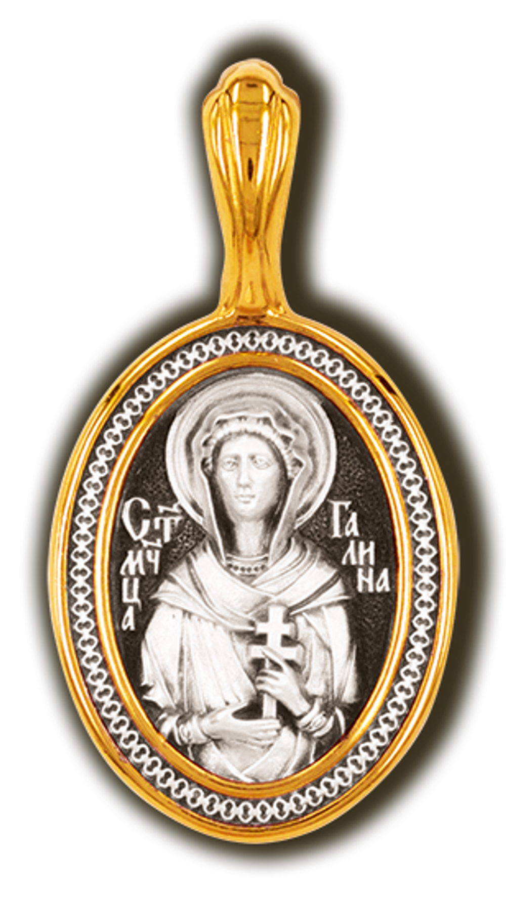 Святая Галина. Нательная икона из серебра 925* с позолотой.