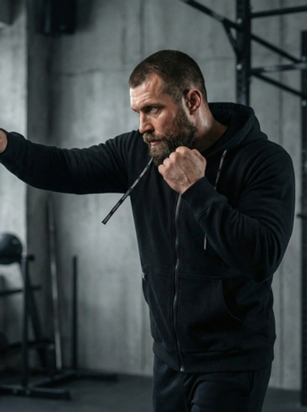 Толстовка с капюшоном и карманом на молнии мужская LEGENDA Urban черная