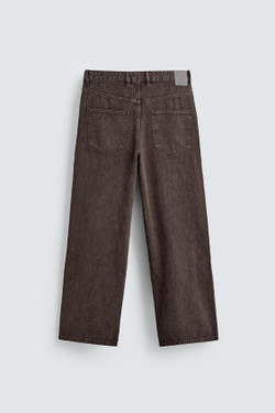 ZARA БРЮКИ BAGGY FIT С ПРИНТОМ И ЭФФЕКТОМ ПОТЕРТОСТИ, КОРИЧНЕВЫЙ