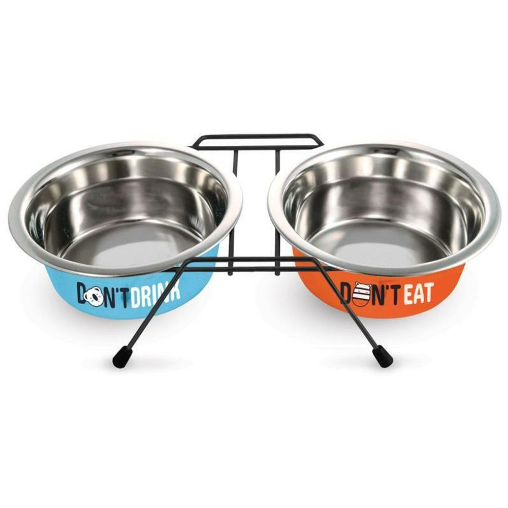 Миска металлическая на подставке "Water&Food", 2*0,8л, Triol