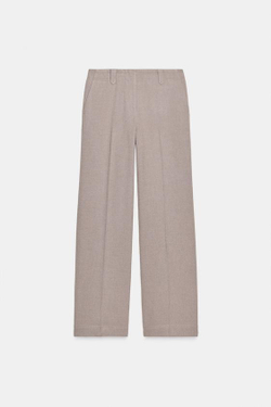 ZARA БРЮКИ ПРЯМОГО КРОЯ СО СРЕДНЕЙ ПОСАДКОЙ, ПЕСОЧНЫЙ МЕЛАНЖ