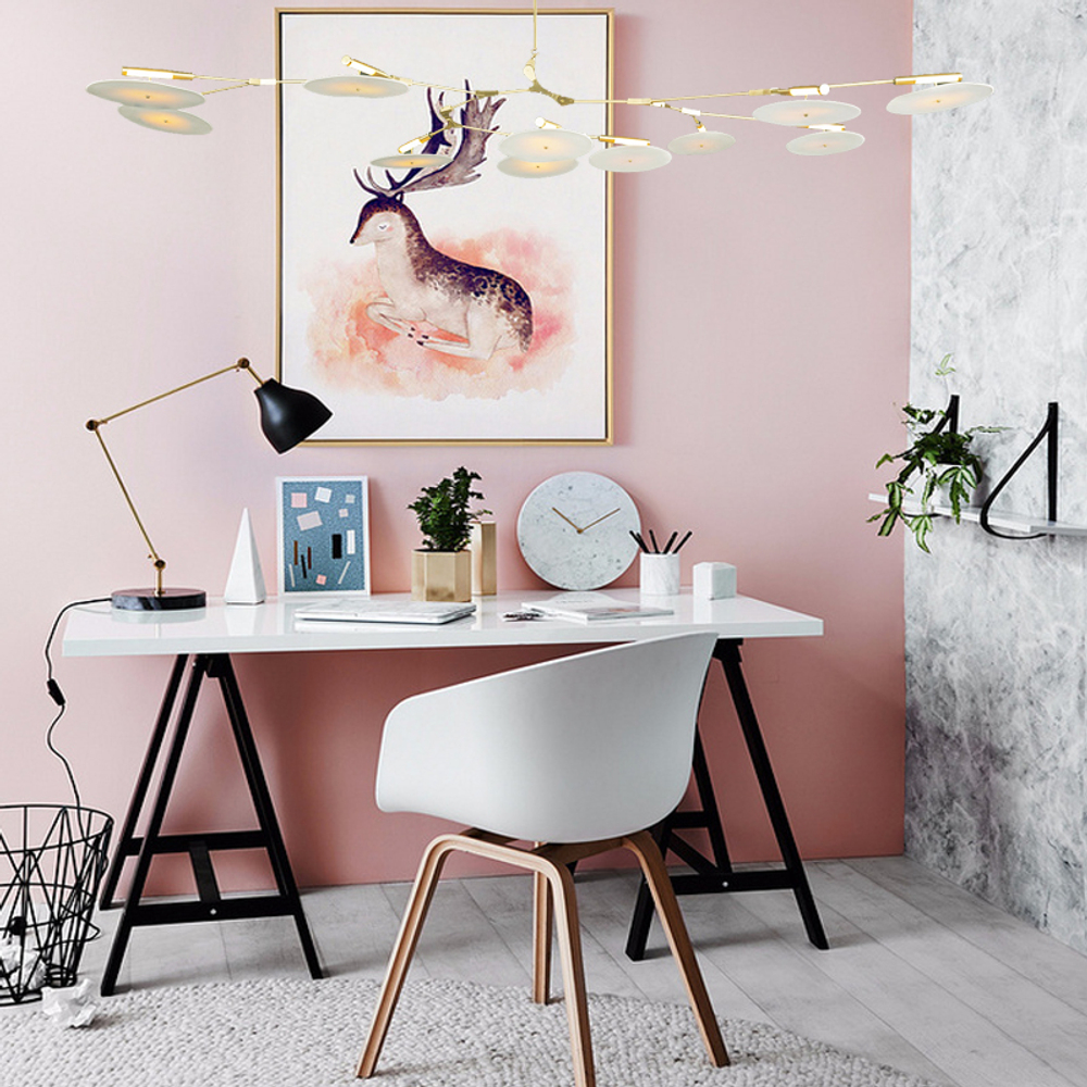 Ceiling design lamp  Branching Discs by Lindsey Adelman (9 lampshades,  Gold)