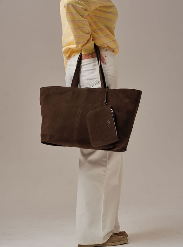 Замшевая сумка шоппер Texas DBR 31390 кофе