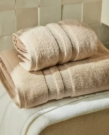 ZARA HOME БАННОЕ ПОЛОТЕНЦЕ С ДВОЙНОЙ КАЙМОЙ, ПЕСОЧНЫЙ