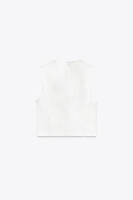 ZARA ЖИЛЕТ ИЗ АТЛАСНОЙ ТКАНИ — ZW COLLECTION, БЕЛЫЙ