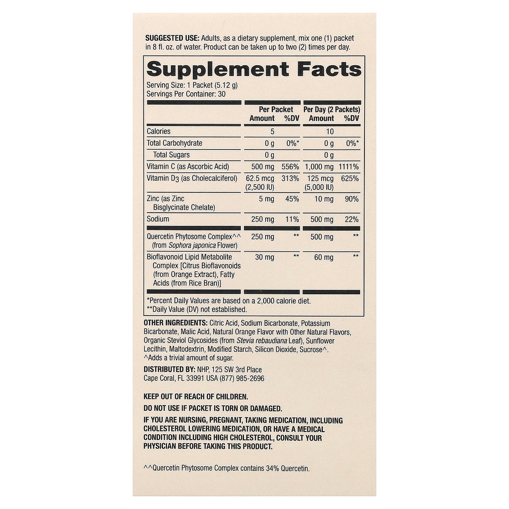 Dr. Mercola, витамин C-PAK с кверцетином, натуральный апельсиновый вкус, 30 пакетиков по 5,12 г (0,18 унции)