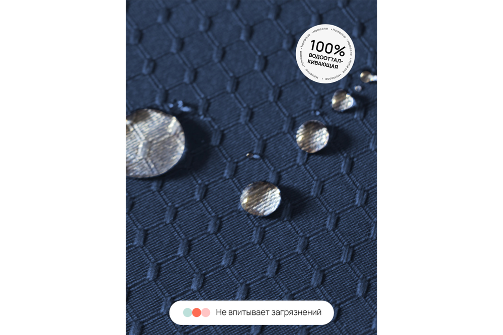 Штора для ванной Home One Waffle, 180х200, полиэстер, темно-синий