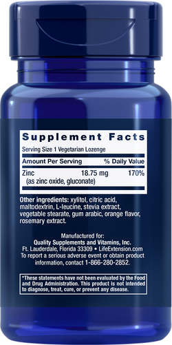 Zinc Lozenges (со вкусом цитрусовых и апельсина) 60 Lozenges Life Extension