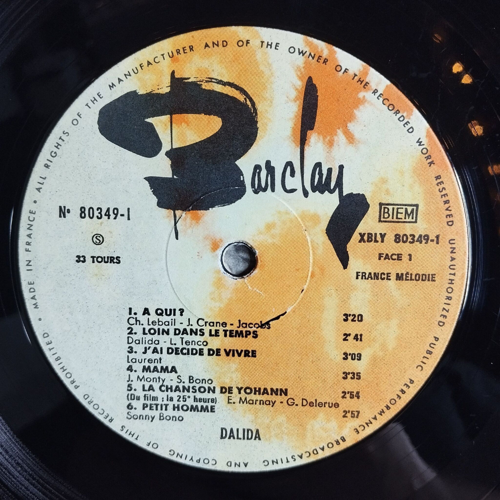 Винтажная виниловая пластинка LP Dalida Далида Olympia 67 (France 1967)