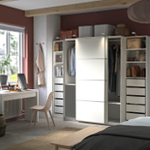 Гардероб PAX MEHAMN с 2 дверями-купе, 6 полками, 10 ящиками и 2 штангами (белый)  240*45*220