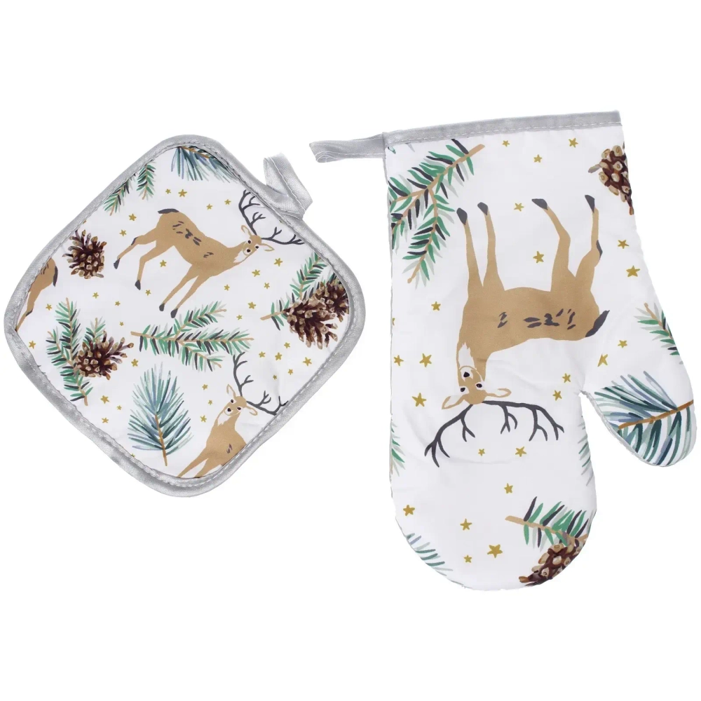 Прихватка в наборе с варежкой «Северный Олень», 17,5*17,5 см и 27*17 см
