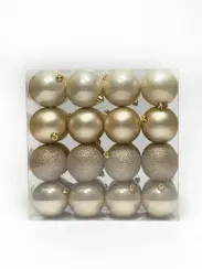Набор пластиковых шаров Вернисаж 80 мм., шампань, 32 шт., Christmas DeLuxe (89714)