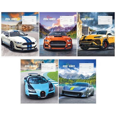 Тетрадь школьная А5 12л клетка "Авто. Drive hard", эконом. 333207 (Спейс)