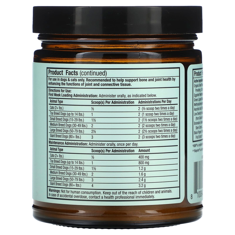 Dr. Mercola, Bark & Whiskers™, добавка для поддержки суставов, для собак и кошек, 48 г (1,69 унции)