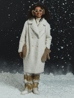 Шуба чебурашка тедди, жемчужная, Северина