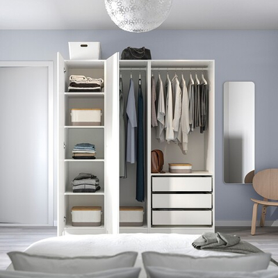 Гардероб PAX VIKANES с 2 распашными дверями и 3 ящиками (белый)  220*50*240