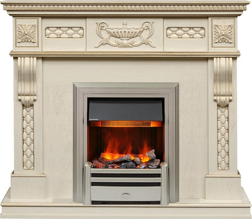 Каминокомплект Corsica - Слоновая кость с патиной (Ширина 1100) с очагом Chesford