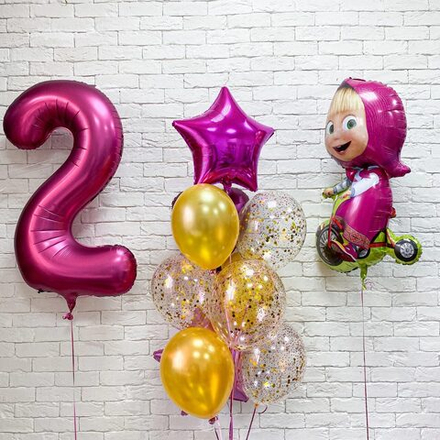 Композиция из воздушных шаров "Маша на велосипеде"