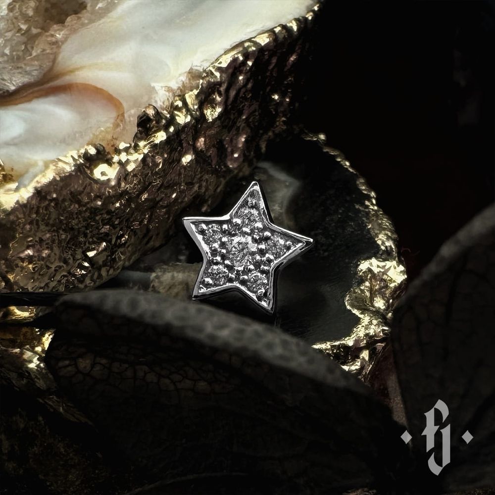 Накрутка &quot;Shine Star&quot; - Белое золото - White CZ
