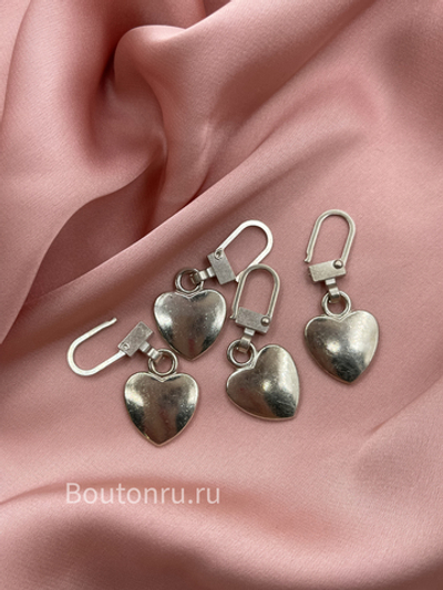 Пуллер-карабин металлический серебристый "сердце"