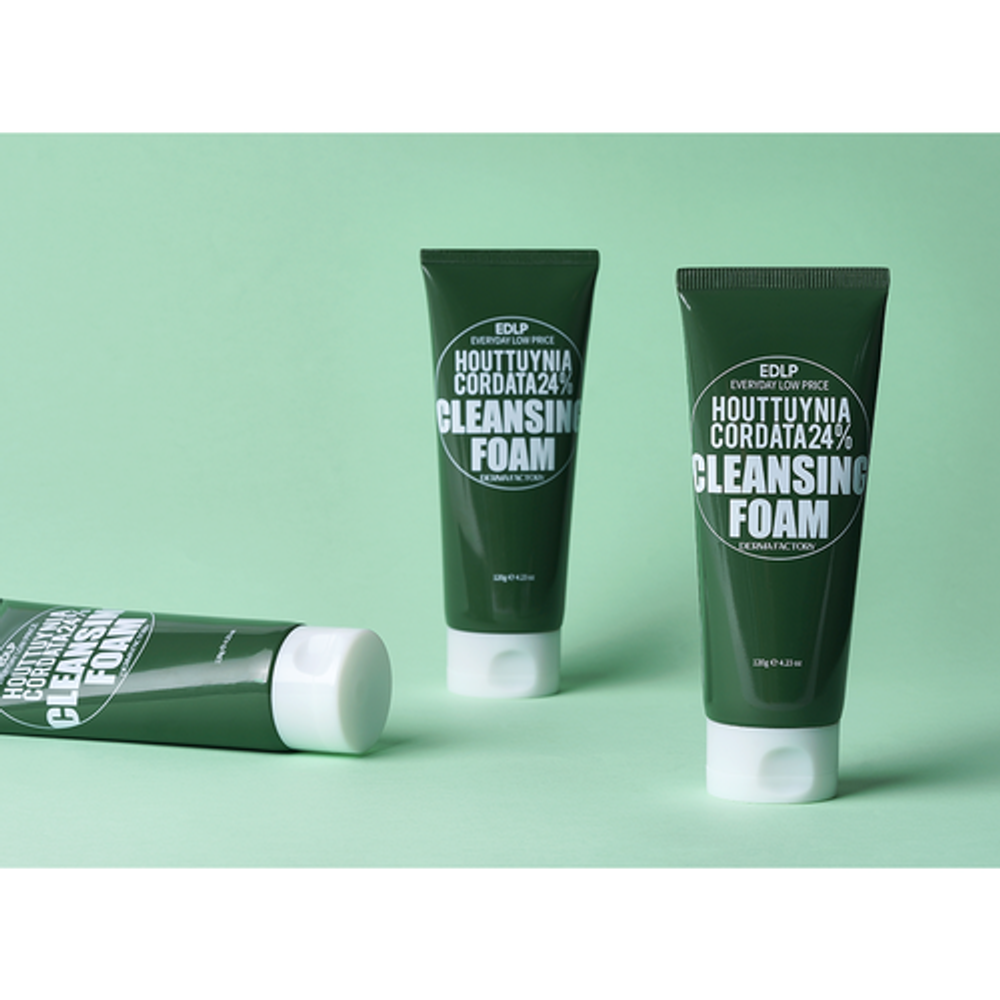 Derma Factory Пенка очищающая с экстрактом хауттюйнии - Houttuynia cordata 24% cleansing foam, 120г