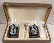 Коллекционный чайный набор подстаканников "Морозко и Снегурочка" (Ручная роспись Палех) №15