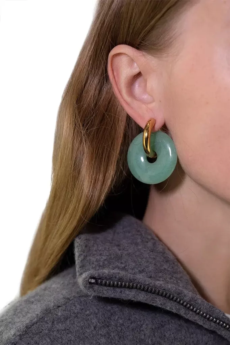 Серьги Несовпадающие Нефрит и Жемчуг – Зеленые