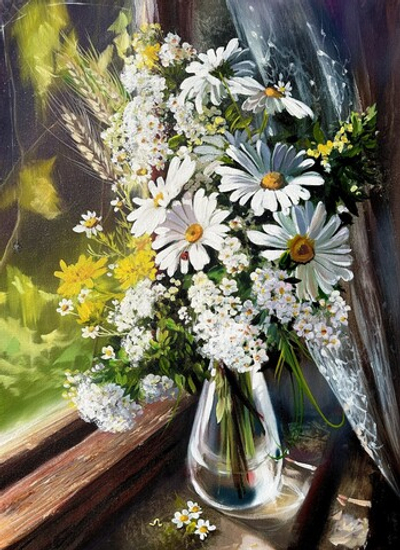 Ромашки на окне