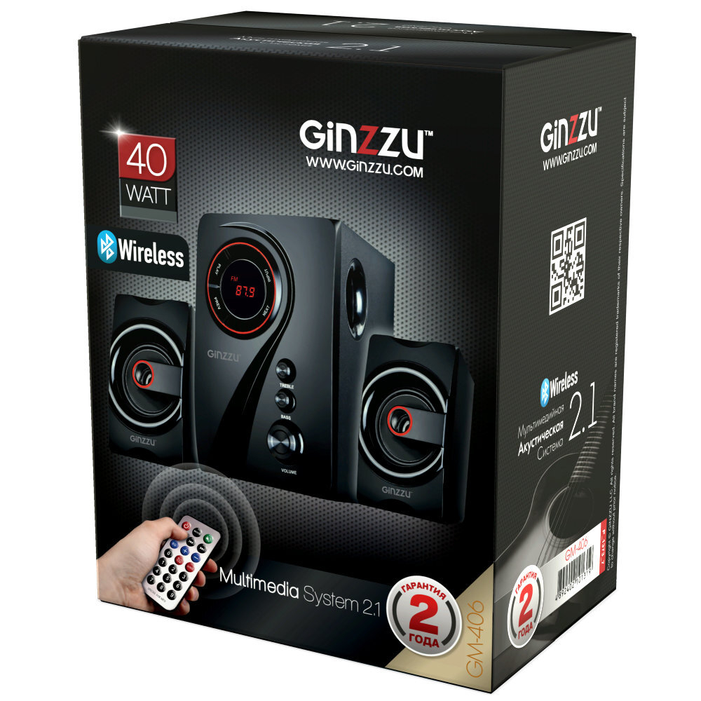 Акустика Ginzzu GM-406 USB/FM/40W Bluetooth (2.1)
