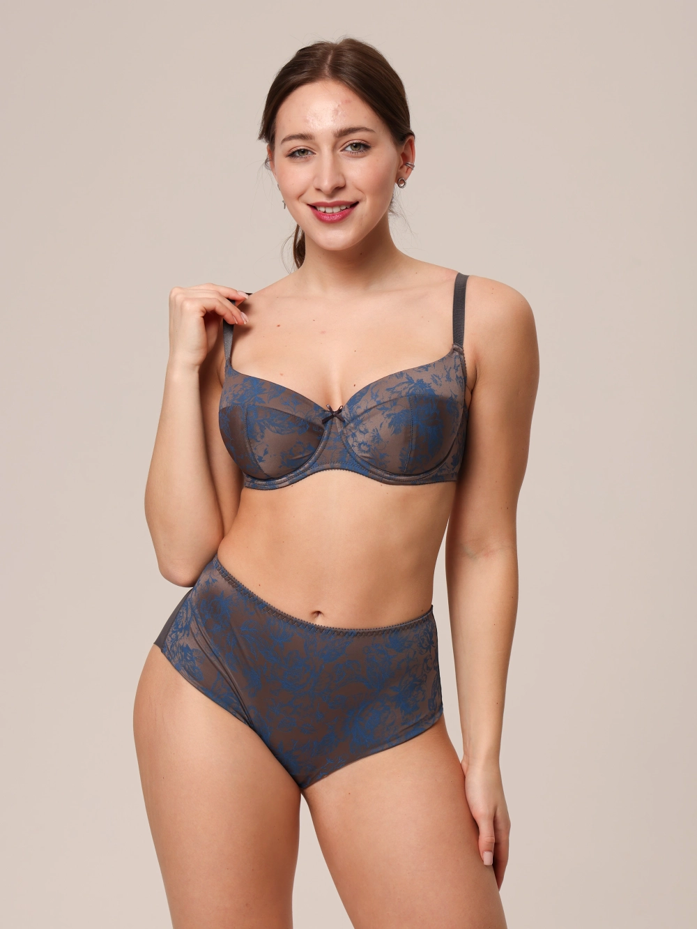 Трусы Zebra слипы с высокой линией талии (принт/графит)