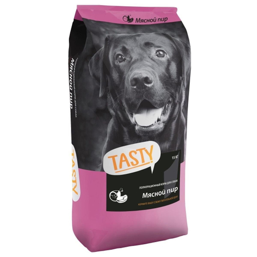 Сухой корм Tasty для взрослых собак, мясной пир, 15 кг