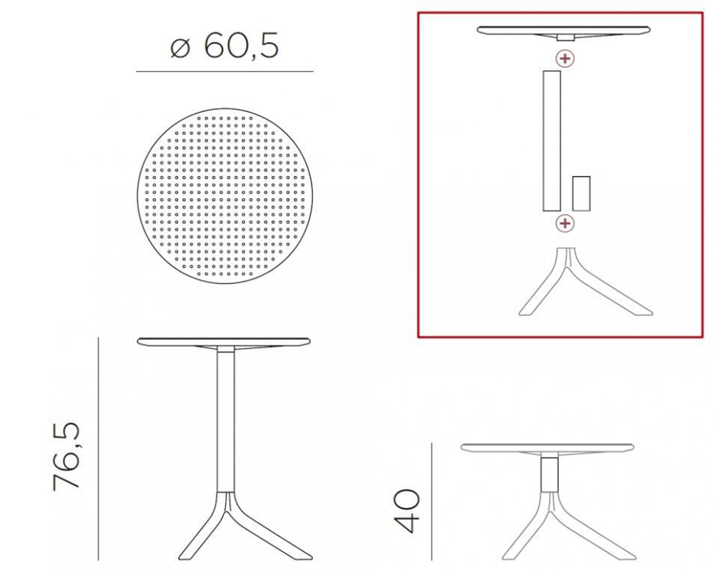 Стол пластиковый обеденный, Nardi Step + Step Mini, белый
