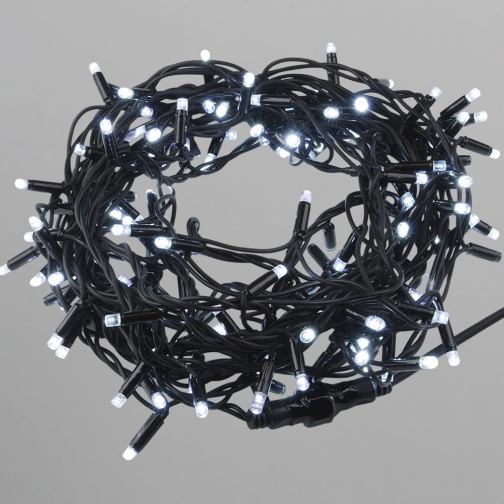 ULD-F90PRO S10M-100-TBK WH Гирлянда светодиодная. 10м. без вилки. С эффектом мерцания. Соединяемая. 100 светодиодов. Белый свет 6000K. IP67. Провод черный. ТМ Uniel