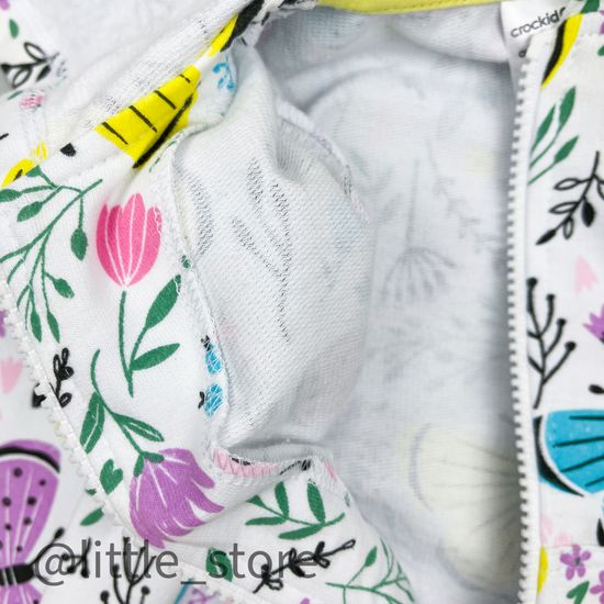 Толстовка на молнии "Бабочки в саду" из футера, белая