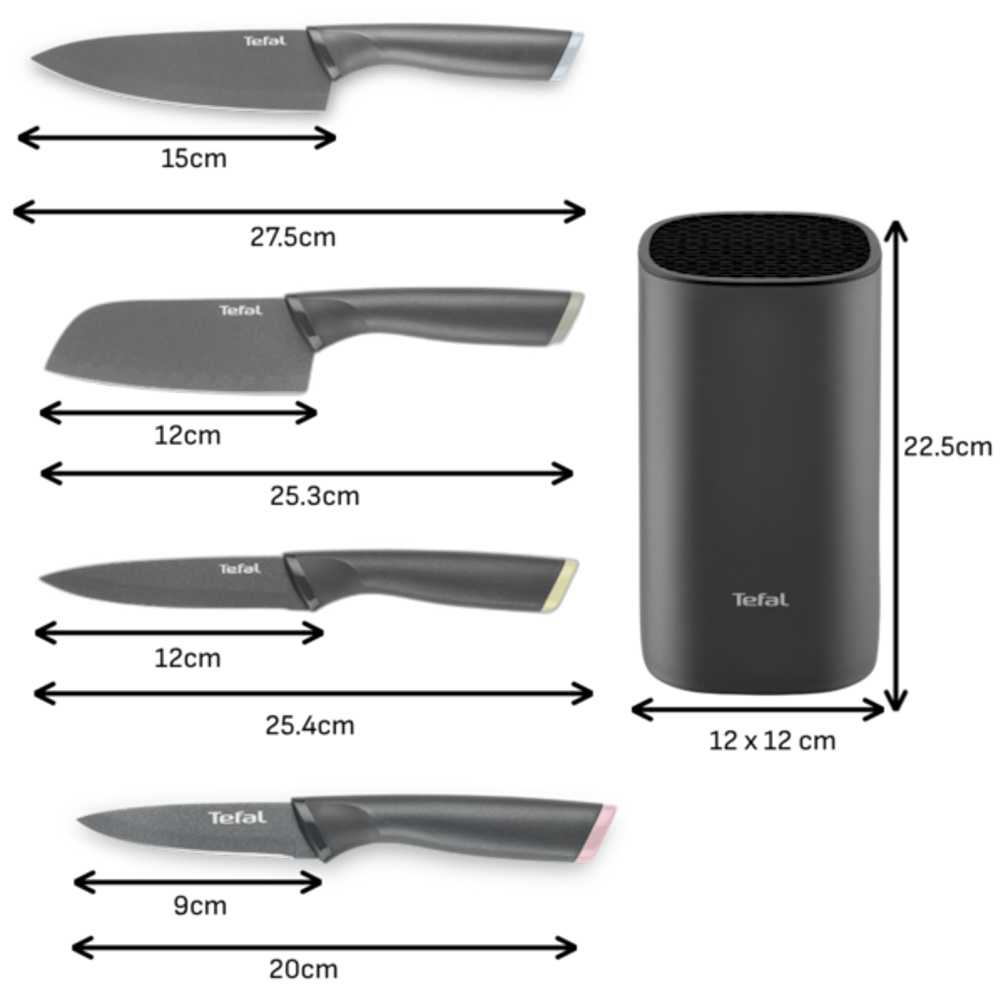 Набор ножей с блоком для хранения Tefal Slicy K431S504, 5 предметов