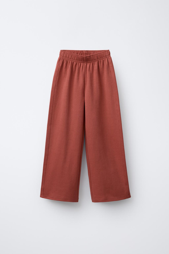 ZARA ОДНОТОННЫЕ БРЮКИ INTERLOCK, ЧЕРЕПИЧНЫЙ