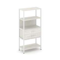 Shelf System Односекционный стеллаж четырехярусный с ящиками SN.STM-412 Дуб Наварра/Металл Белый 810